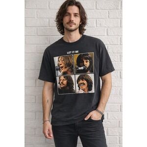 The Beatles Let It Be Graphic Grunge T-Shirt 2006 Apple Corps Ltd Black Mens XL
